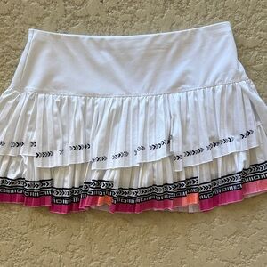 Lucky in Love White and Pink Patterned Mini Skirt